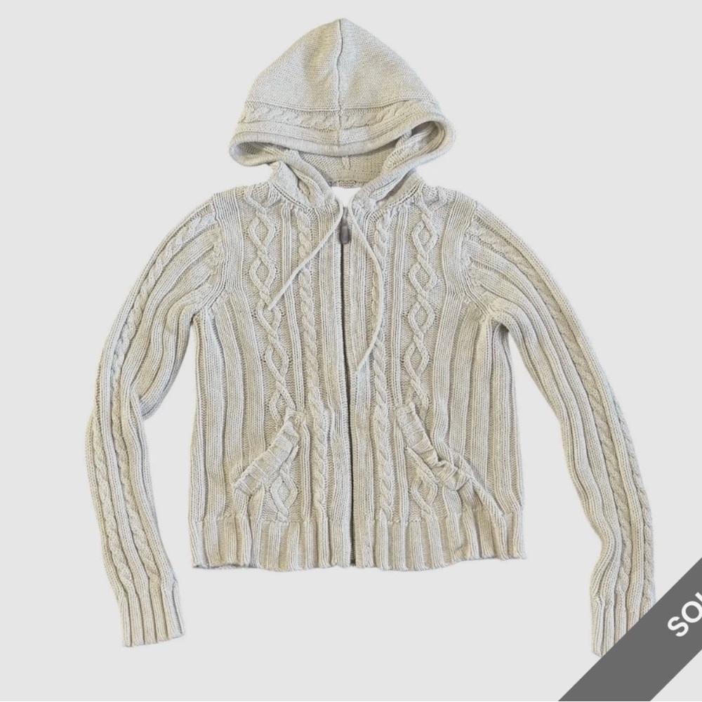 American Eagle cable knit zip hoodie 100% cotton